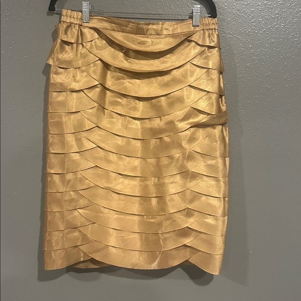 VTG Nina Massini Shimmery Gold Scallop Design Skirt